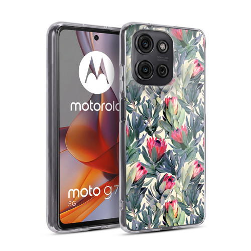 Micklyn Le Feuvre Florals Painted Protea Soft Gel Case for Motorola Moto G75