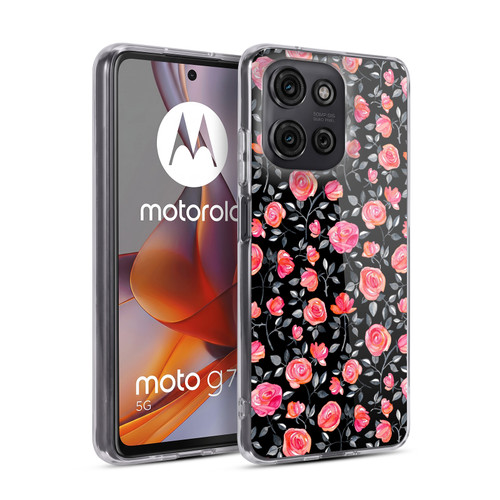 Micklyn Le Feuvre Florals Roses on Black Soft Gel Case for Motorola Moto G75
