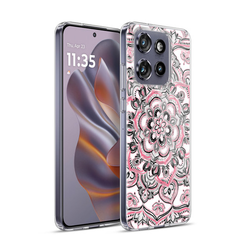 Micklyn Le Feuvre Floral Patterns Monochrome And Pink Soft Gel Case for Motorola Edge 50 Neo