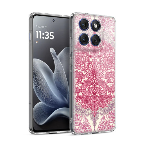 Micklyn Le Feuvre Floral Patterns Berry Pink Cream And Mauve Soft Gel Case for Motorola Edge 70