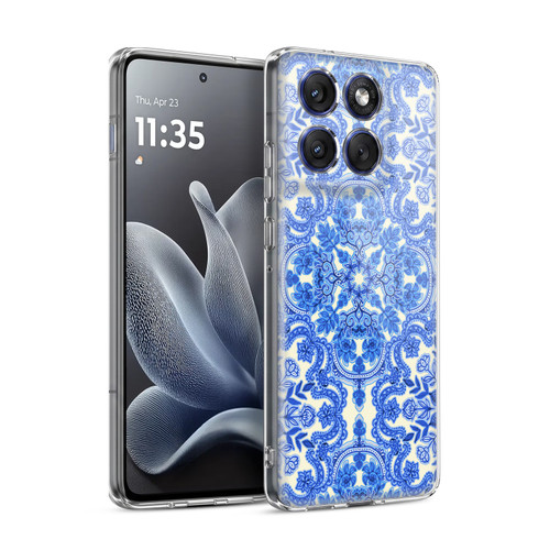 Micklyn Le Feuvre Floral Patterns Cobalt Blue And White Soft Gel Case for Motorola Edge 70