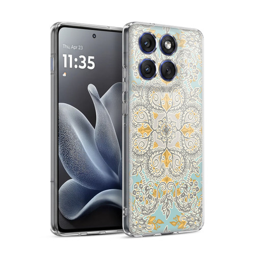 Micklyn Le Feuvre Floral Patterns Grey And Yellow Soft Gel Case for Motorola Edge 70
