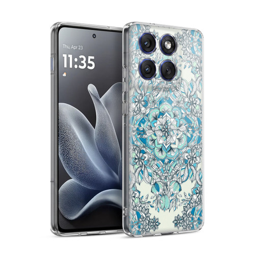 Micklyn Le Feuvre Floral Patterns Diamond Doodle In Teal And Tuquoise Soft Gel Case for Motorola Edge 70