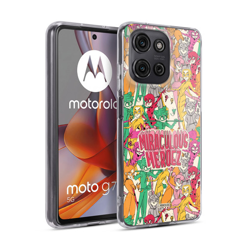 Miraculous Ladybug Sketches Heroes Pattern Soft Gel Case for Motorola Moto G75