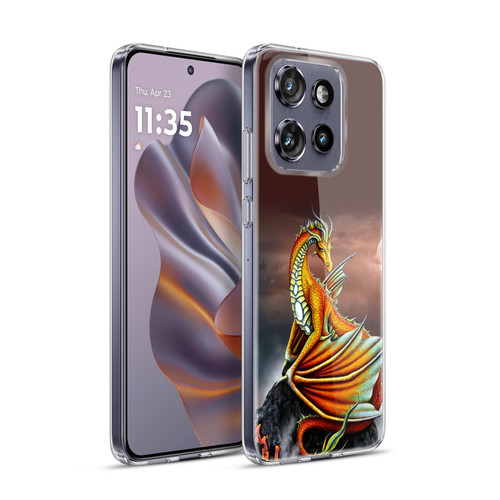 Sarah Richter Fantasy Creatures Orange Dragon With Fire Water Soft Gel Case for Motorola Edge 50 Neo