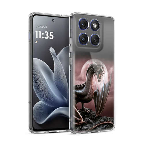 Sarah Richter Fantasy Creatures Black Dragon Roaring Soft Gel Case for Motorola Edge 70