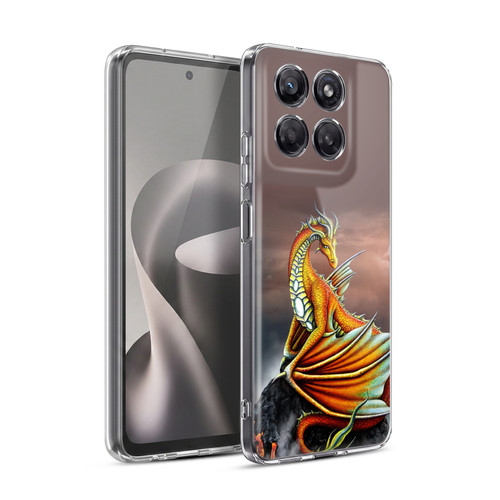 Sarah Richter Fantasy Creatures Orange Dragon With Fire Water Soft Gel Case for Motorola Moto G37 Power