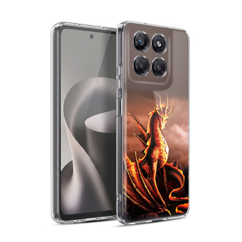 Sarah Richter Fantasy Creatures Red Fire Dragon With Volcano Soft Gel Case for Motorola Moto G37 Power