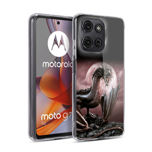 Sarah Richter Fantasy Creatures Black Dragon Roaring Soft Gel Case for Motorola Moto G75