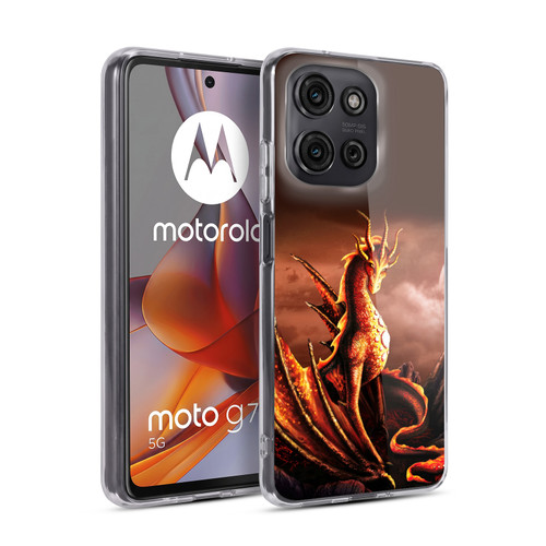 Sarah Richter Fantasy Creatures Red Fire Dragon With Volcano Soft Gel Case for Motorola Moto G75