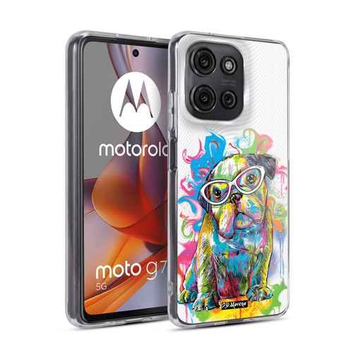 P.D. Moreno Drip Art Cats And Dogs Bulldog Soft Gel Case for Motorola Moto G75