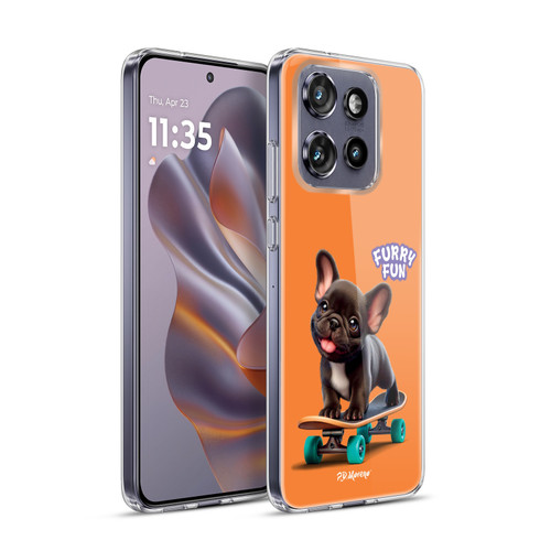 P.D. Moreno Furry Fun Artwork French Bulldog Skateboard Soft Gel Case for Motorola Edge 50 Neo