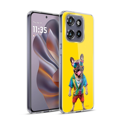 P.D. Moreno Furry Fun Artwork French Bulldog Tie Die Soft Gel Case for Motorola Edge 50 Neo