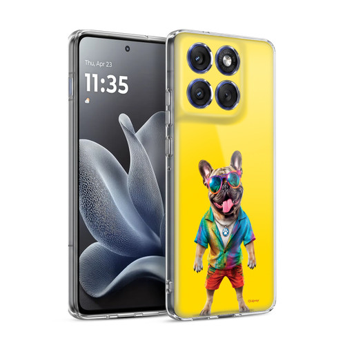P.D. Moreno Furry Fun Artwork French Bulldog Tie Die Soft Gel Case for Motorola Edge 70