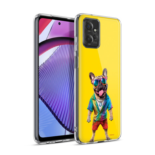 P.D. Moreno Furry Fun Artwork French Bulldog Tie Die Soft Gel Case for Motorola Moto G Power (2023)