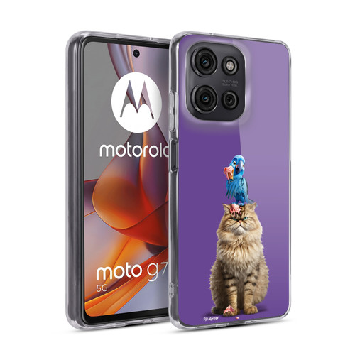 P.D. Moreno Furry Fun Artwork Cat And Parrot Soft Gel Case for Motorola Moto G75