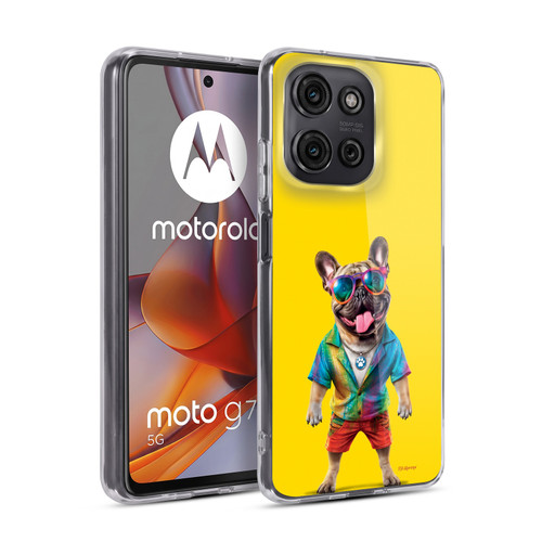 P.D. Moreno Furry Fun Artwork French Bulldog Tie Die Soft Gel Case for Motorola Moto G75