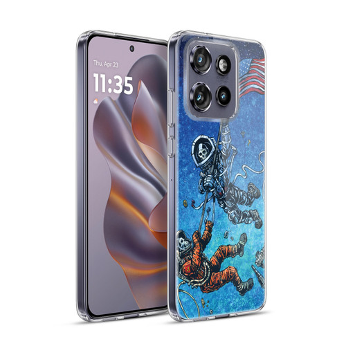 David Lozeau Skeleton Grunge Astronaut Battle Soft Gel Case for Motorola Edge 50 Neo