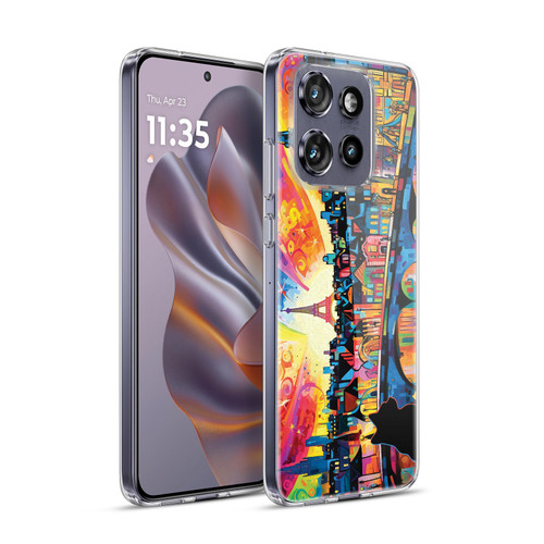 Michael David Ward Psychedelic Art Midnight Cat In Paris Soft Gel Case for Motorola Edge 50 Neo
