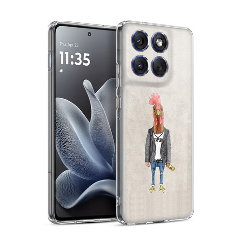 Barruf Animals Punk Rooster Soft Gel Case for Motorola Edge 70