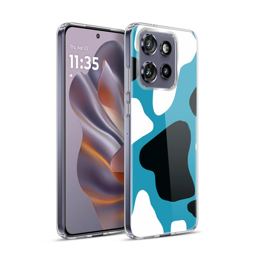 Grace Illustration Cow Prints Blue Soft Gel Case for Motorola Edge 50 Neo