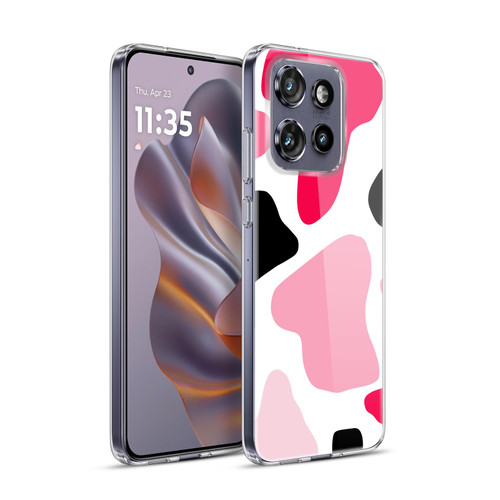 Grace Illustration Cow Prints Pink Soft Gel Case for Motorola Edge 50 Neo