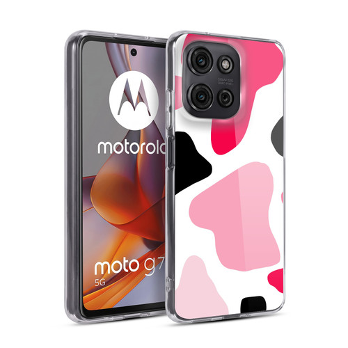 Grace Illustration Cow Prints Pink Soft Gel Case for Motorola Moto G75