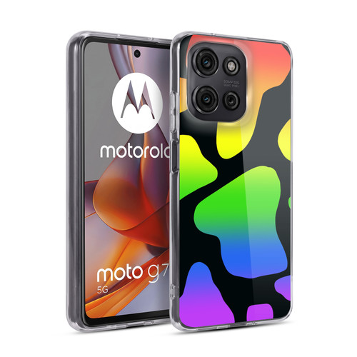 Grace Illustration Cow Prints Rainbow Soft Gel Case for Motorola Moto G75