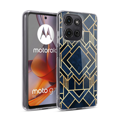 Elisabeth Fredriksson Geometric Design And Pattern Art Deco Fancy Blue Soft Gel Case for Motorola Moto G75
