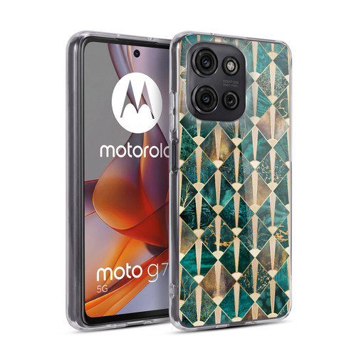 Elisabeth Fredriksson Geometric Design And Pattern Art Deco Tiles - Ocean Soft Gel Case for Motorola Moto G75