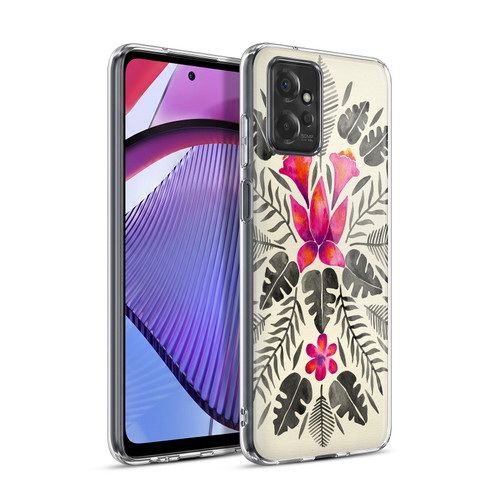Cat Coquillette Nature Grey Pink Tropical Symmetry Soft Gel Case for Motorola Moto G Power (2023)