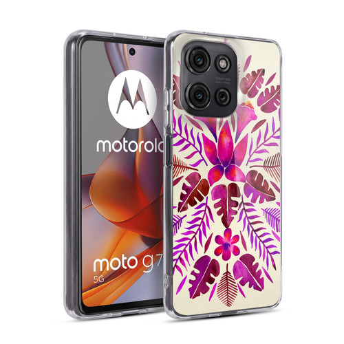 Cat Coquillette Nature Magenta Tropical Symmetry Soft Gel Case for Motorola Moto G75