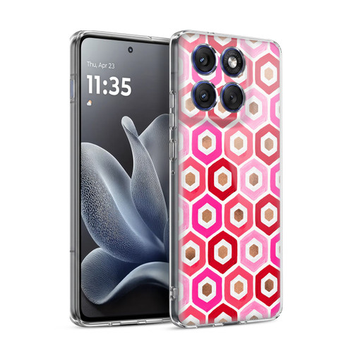 Cat Coquillette Patterns 6 Honeycomb Pink Soft Gel Case for Motorola Edge 70