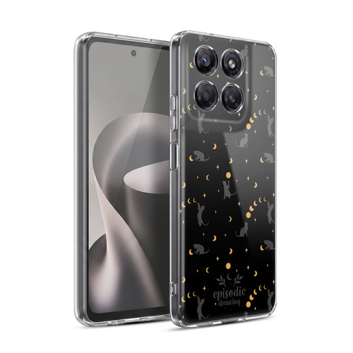 Episodic Drawing Spooky Patterns Black Cat Soft Gel Case for Motorola Moto G37 Power