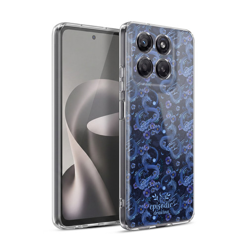 Episodic Drawing Spooky Patterns Floral Dragon Soft Gel Case for Motorola Moto G37 Power