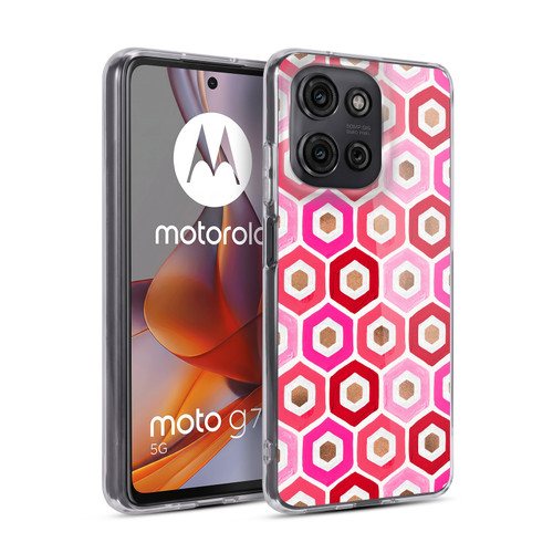 Cat Coquillette Patterns 6 Honeycomb Pink Soft Gel Case for Motorola Moto G75