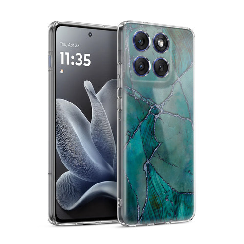 LebensArt Mineral Marble Teal Soft Gel Case for Motorola Edge 70