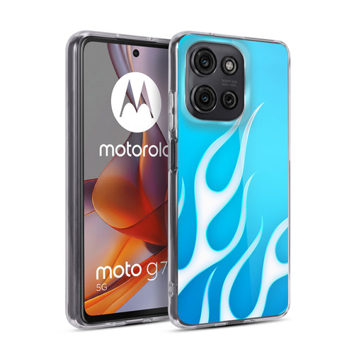 Head Case Designs Flame Decals Freezing Blue Soft Gel Case for Motorola Moto G75