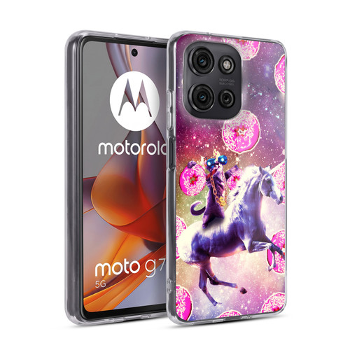 Random Galaxy Mixed Designs Thug Cat Riding Unicorn Soft Gel Case for Motorola Moto G75