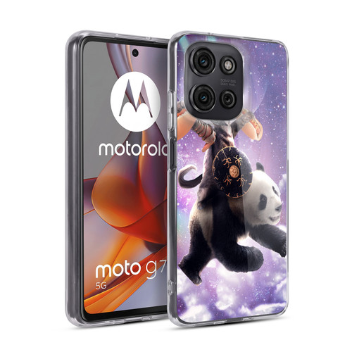 Random Galaxy Mixed Designs Warrior Cat Riding Panda Soft Gel Case for Motorola Moto G75