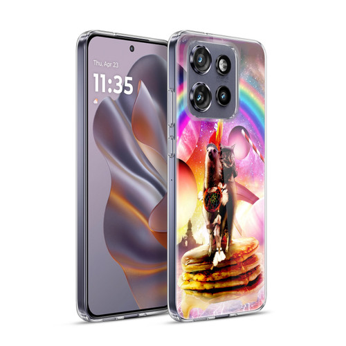 Random Galaxy Space Llama Cat & Electric Pancakes Soft Gel Case for Motorola Edge 50 Neo