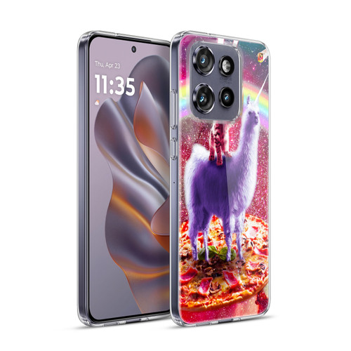 Random Galaxy Space Llama Rainbow Lazer Cat & Pizza Soft Gel Case for Motorola Edge 50 Neo