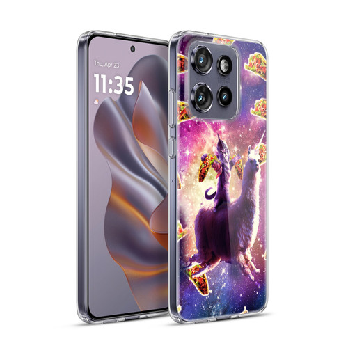 Random Galaxy Space Llama Warrior Cat & Tacos Soft Gel Case for Motorola Edge 50 Neo