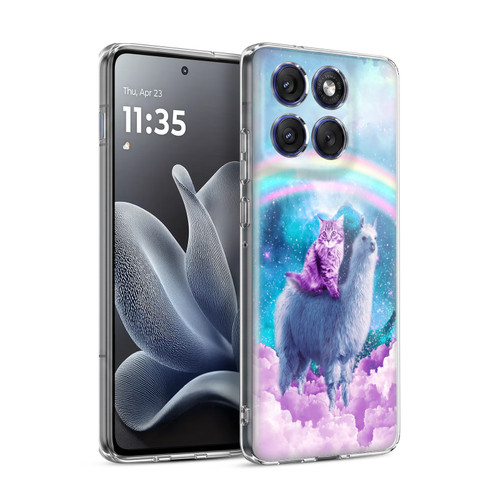 Random Galaxy Space Llama Cloudy Cat In Rainbow Soft Gel Case for Motorola Edge 70
