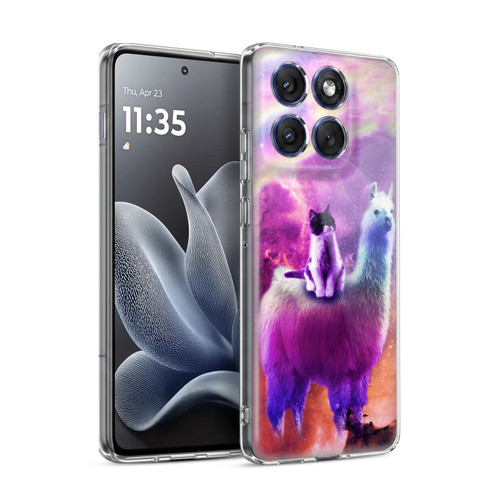 Random Galaxy Space Llama Purple Galaxy Cat Soft Gel Case for Motorola Edge 70
