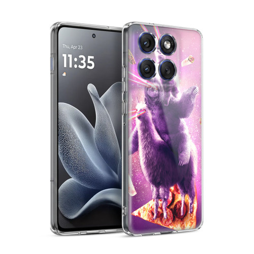 Random Galaxy Space Llama Sloth & Cat Lazer Eyes 2 Soft Gel Case for Motorola Edge 70