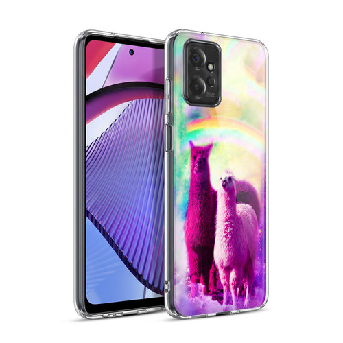 Random Galaxy Space Llama Lovely Lllama In Rainbow Soft Gel Case for Motorola Moto G Power (2023)