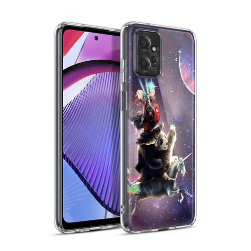 Random Galaxy Space Llama Unicorn Space Ride Soft Gel Case for Motorola Moto G Power (2023)