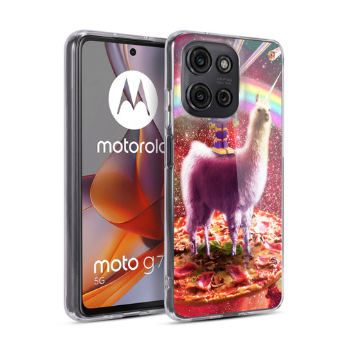 Random Galaxy Space Llama Robot & Pizza Soft Gel Case for Motorola Moto G75
