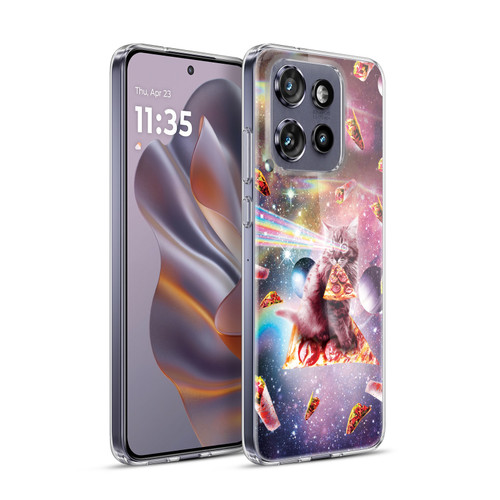 Random Galaxy Space Pizza Ride Outer Space Lazer Cat Soft Gel Case for Motorola Edge 50 Neo